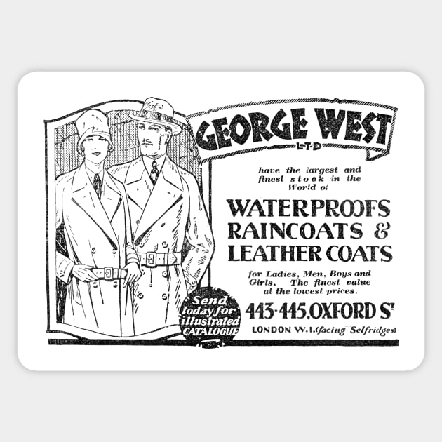 George West Ltd. - Waterproofs, Raincoats & Leather Coats - 1929 Vintage Advert Sticker by BASlade93
